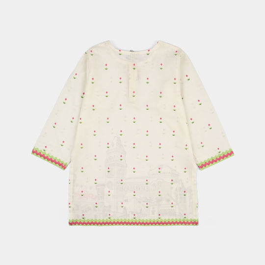 Girls Cotton Ind 2Pcs Sitara-White