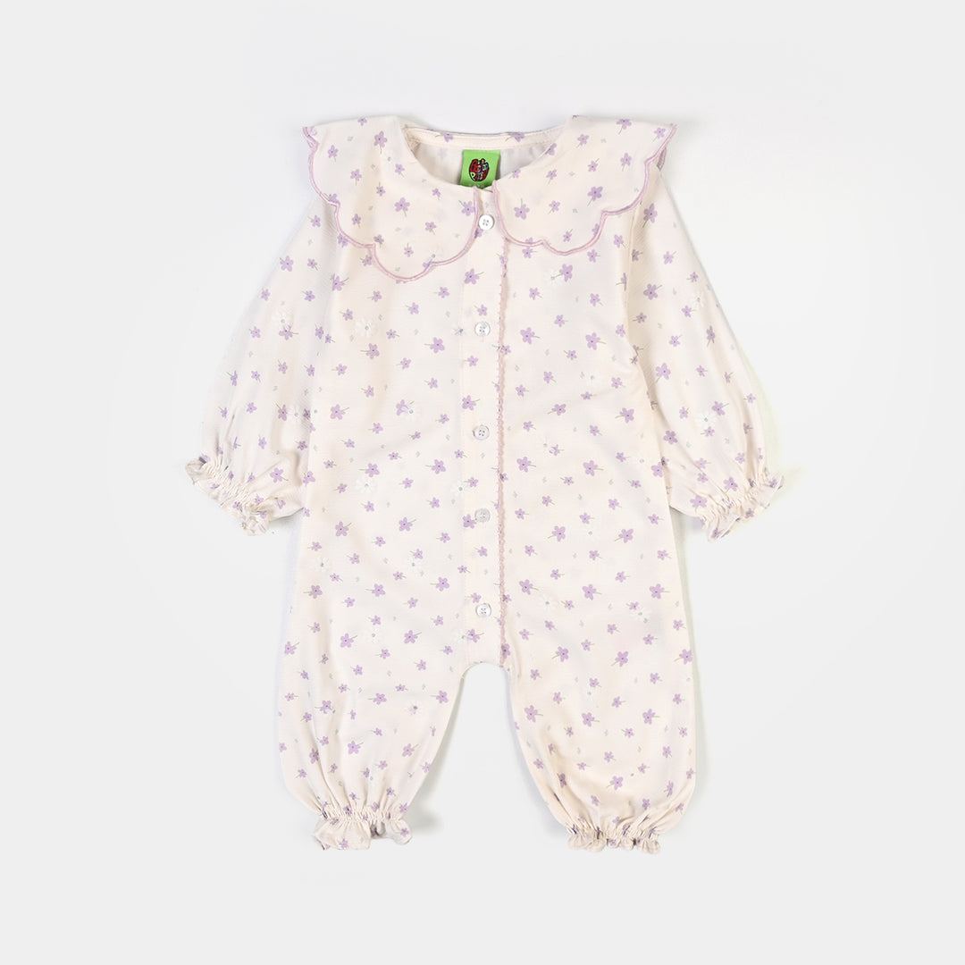 Infant Girls Seersucker Woven Romper-Bloom-White