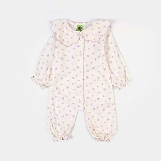 Infant Girls Seersucker Woven Romper-Bloom-White