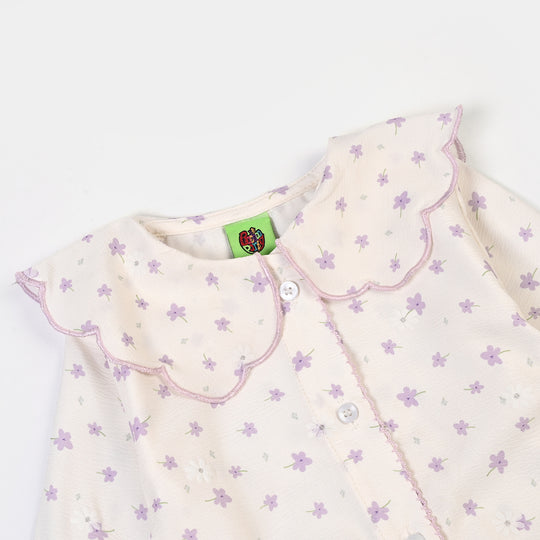 Infant Girls Seersucker Woven Romper-Bloom-White