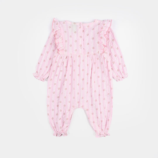 Infant Girls SeerSucker Woven Romper-Little Flower-Pink
