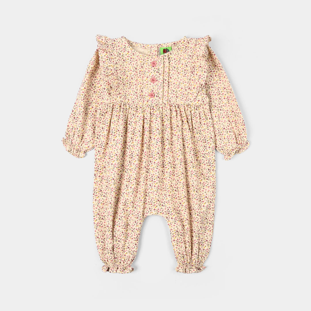 Infant Girls Cotton Woven Romper - Floral Multi