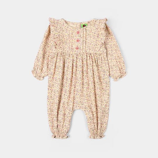 Infant Girls Cotton Woven Romper - Floral Multi