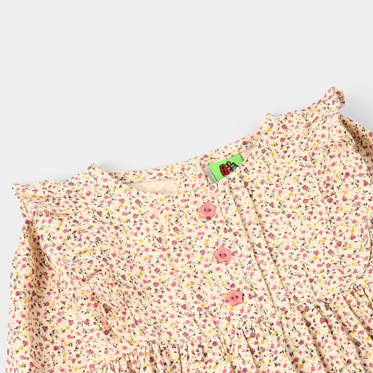 Infant Girls Cotton Woven Romper - Floral Multi