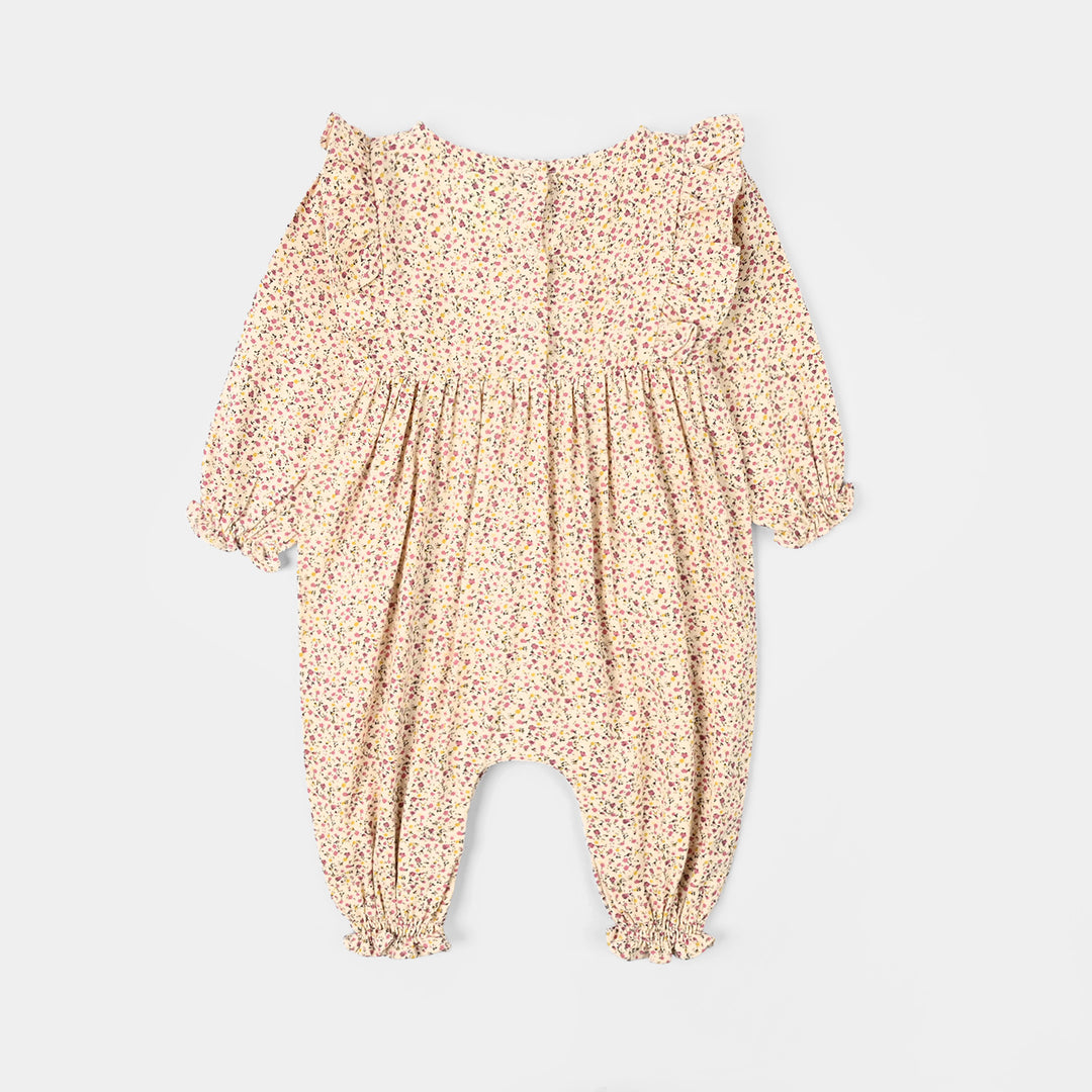 Infant Girls Cotton Woven Romper - Floral Multi