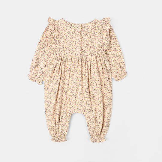Infant Girls Cotton Woven Romper - Floral Multi