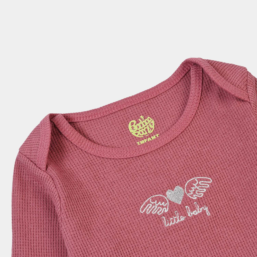 Infant Unisex Thermal Basic Romper Rosie-Rose.Wine