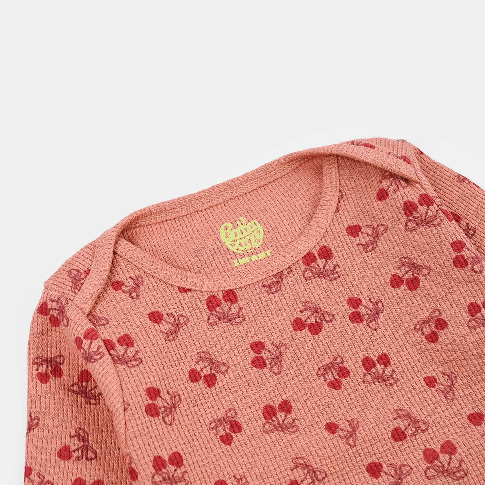 Infant Unisex Thermal Basic Romper Little Bow
