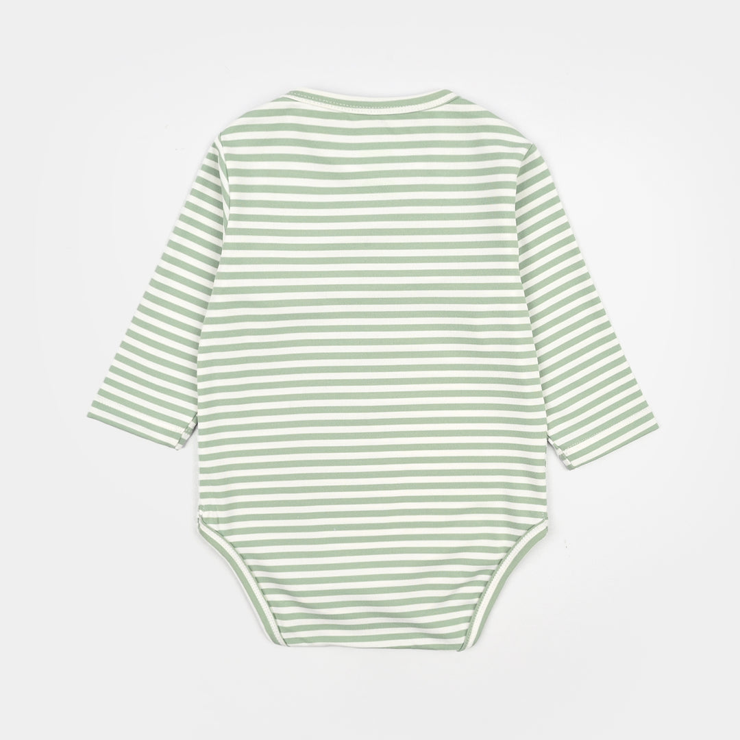 Infant Unisex Yarn Dyed Rib Basic Romper Best Mummy-Green