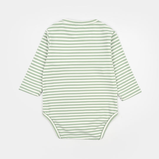 Infant Unisex Yarn Dyed Rib Basic Romper Best Mummy-Green