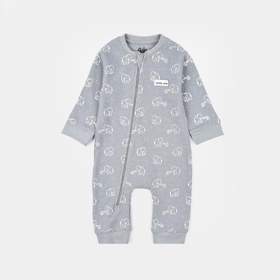 Infant Boys Thermal Knitted Romper Elephant - Grey
