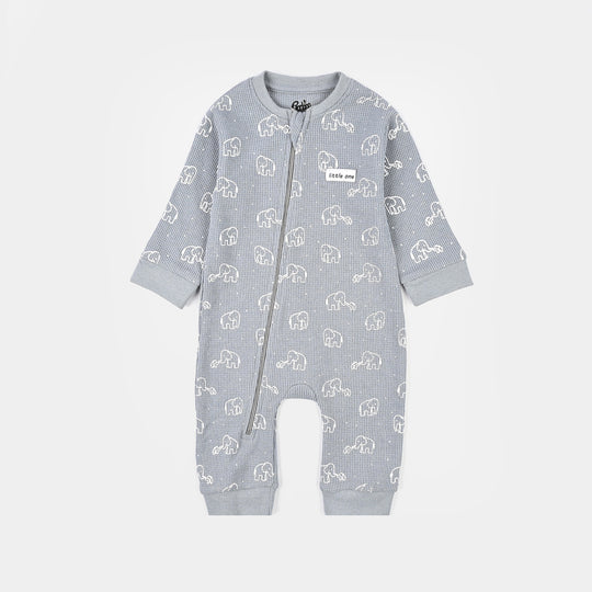 Infant Boys Thermal Knitted Romper Elephant - Grey