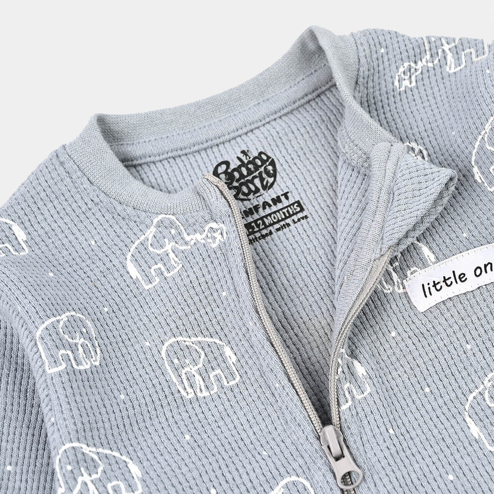Infant Boys Thermal Knitted Romper Elephant - Grey