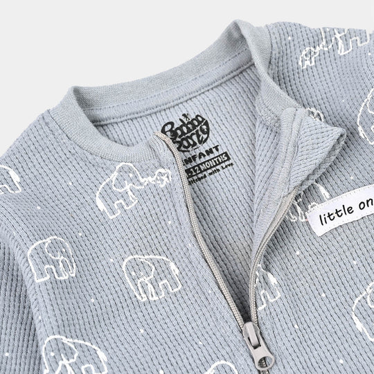Infant Boys Thermal Knitted Romper Elephant - Grey