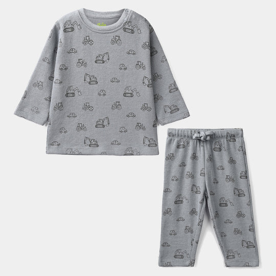 Infant Boys Thermal Knitted Suit Happy-Grey