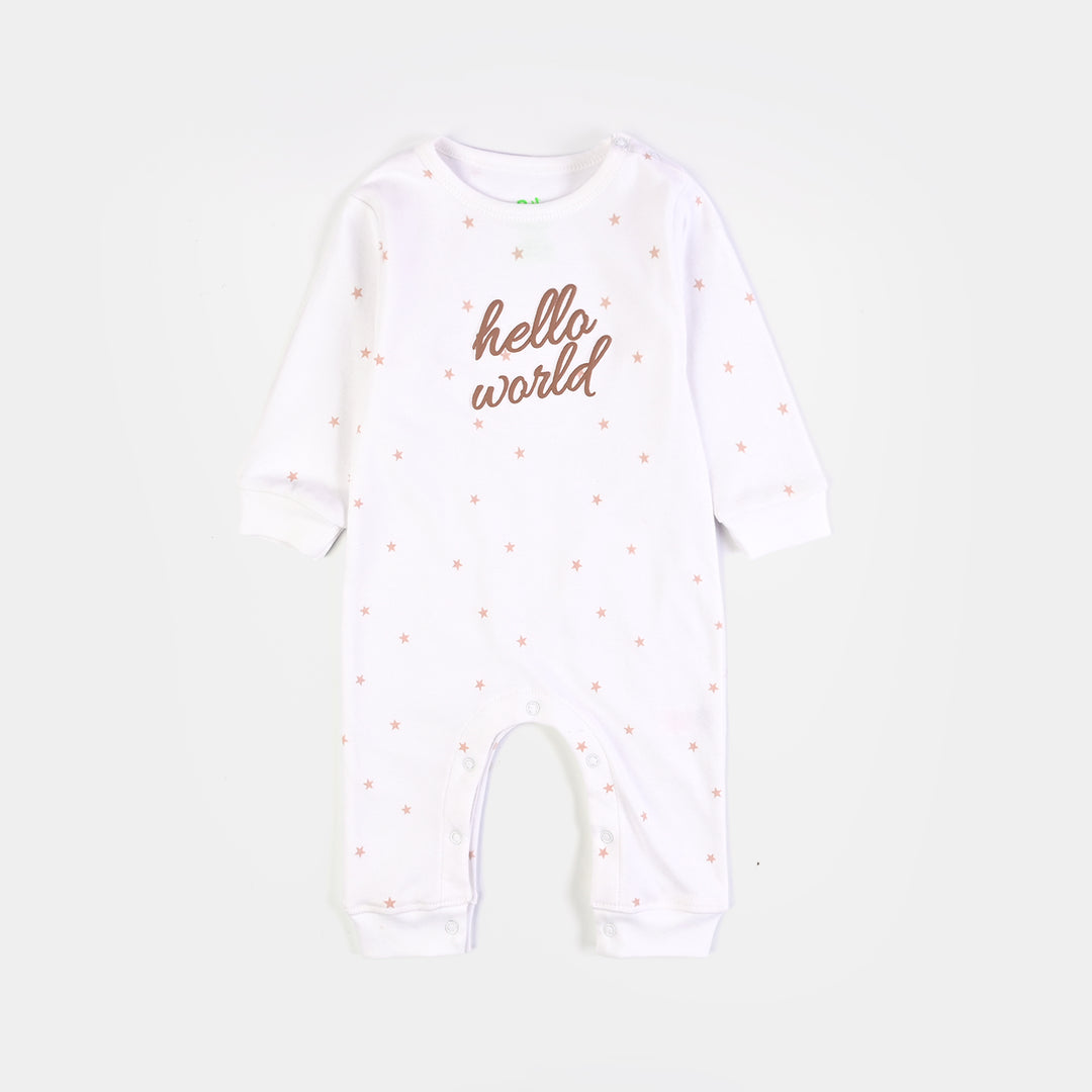 Infant Unsiex Cotton Interlock Romper 2Pc Set Little Star-White Brown