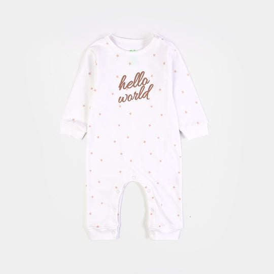 Infant Unsiex Cotton Interlock Romper 2Pc Set Little Star-White Brown