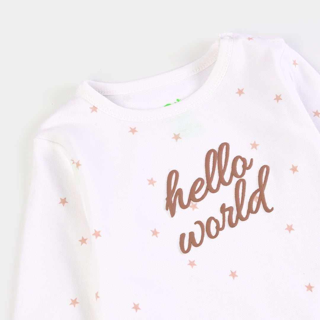 Infant Unsiex Cotton Interlock Romper 2Pc Set Little Star-White Brown