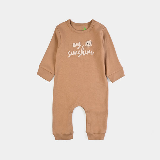 Infant Unsiex Cotton Interlock Romper 2Pc Set Little Star-White Brown