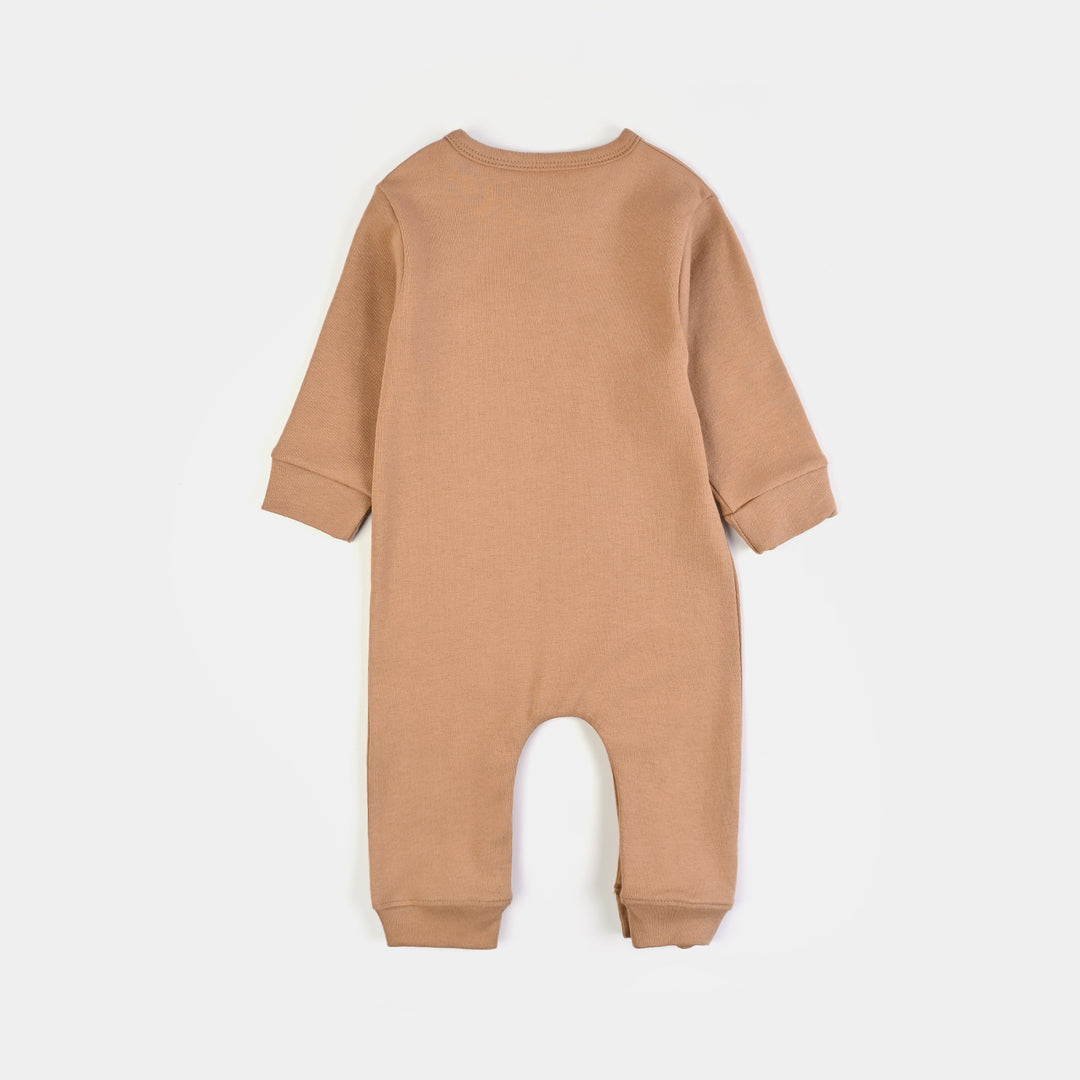 Infant Unsiex Cotton Interlock Romper 2Pc Set Little Star-White Brown