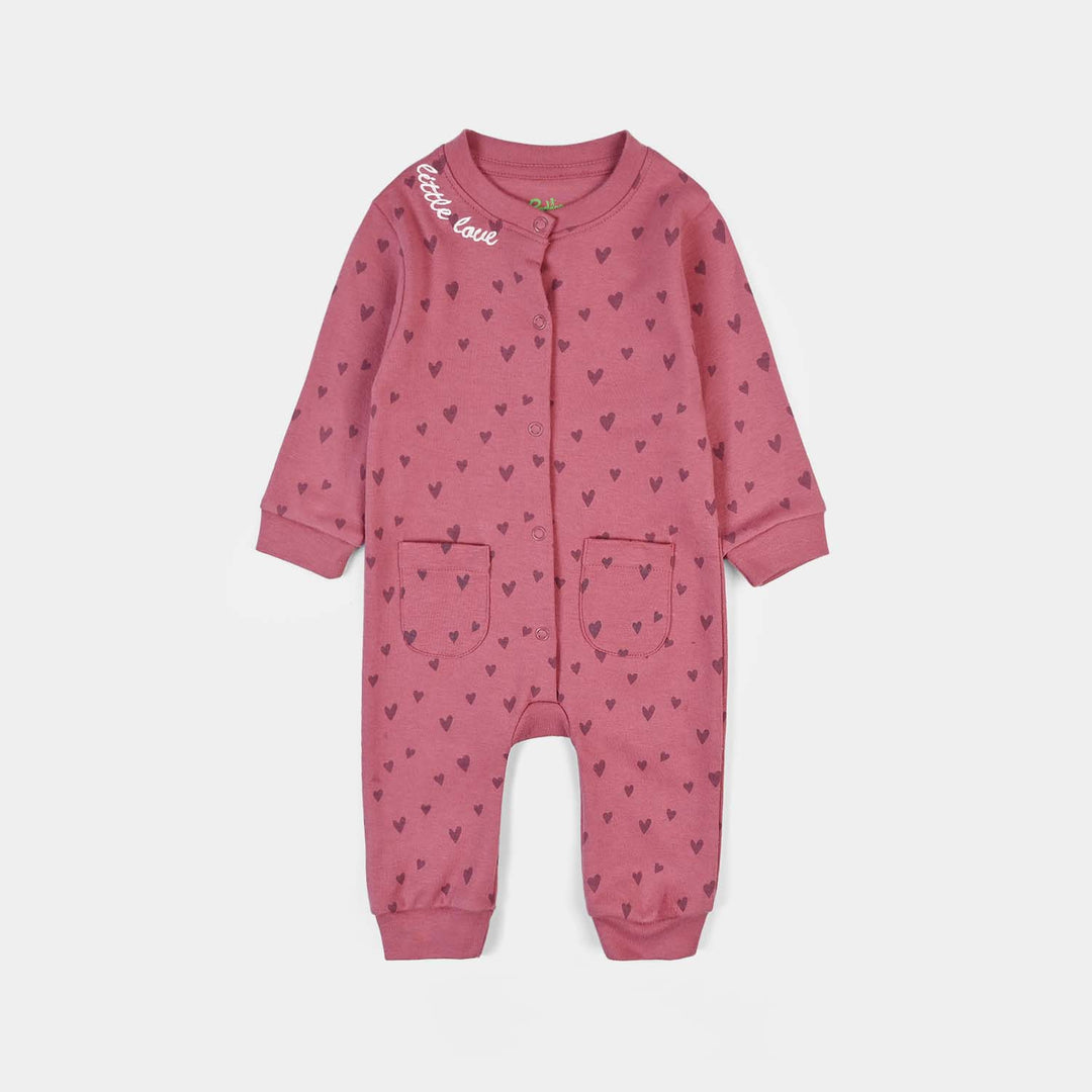 Infant Girls Cotton Interlock Knitted Romper Lovely-Rose.Wine
