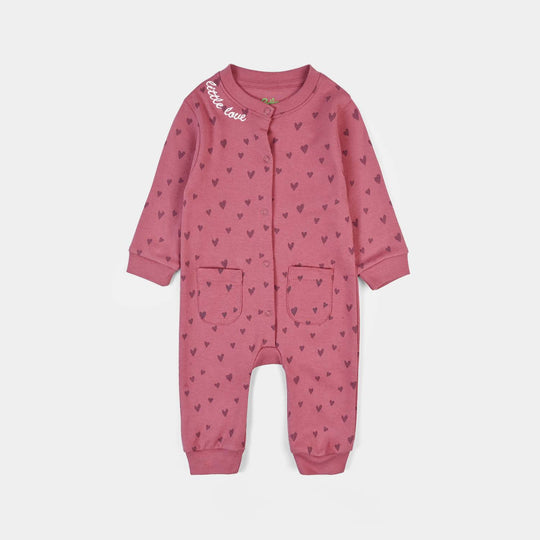 Infant Girls Cotton Interlock Knitted Romper Lovely-Rose.Wine