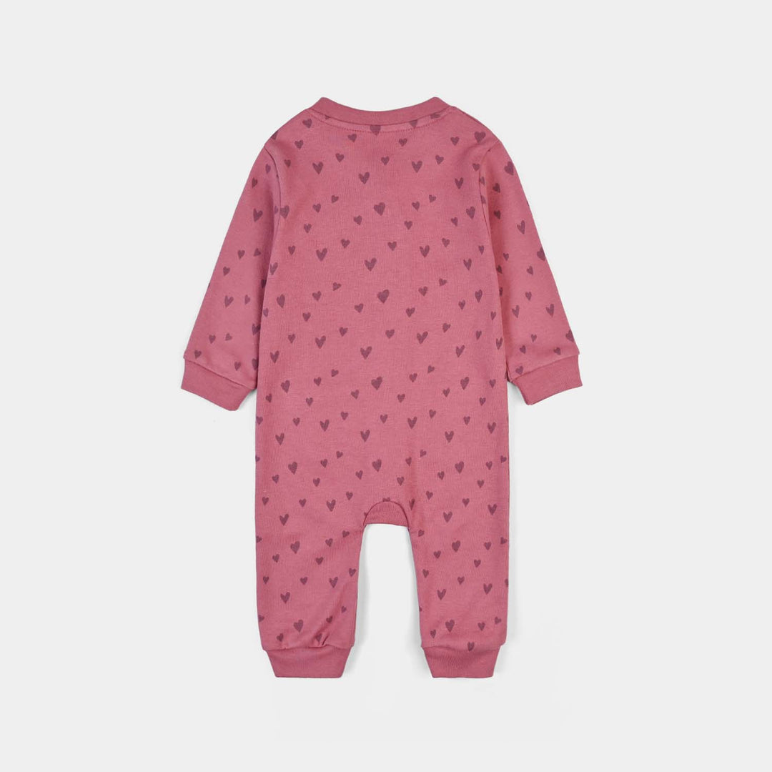 Infant Girls Cotton Interlock Knitted Romper Lovely-Rose.Wine