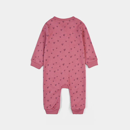 Infant Girls Cotton Interlock Knitted Romper Lovely-Rose.Wine