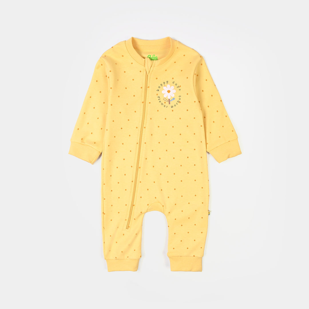 Infant Girls Cotton Interlock Knitted Romper HAPPY DAYS-Yellow