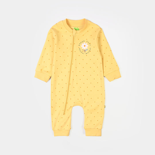 Infant Girls Cotton Interlock Knitted Romper HAPPY DAYS-Yellow