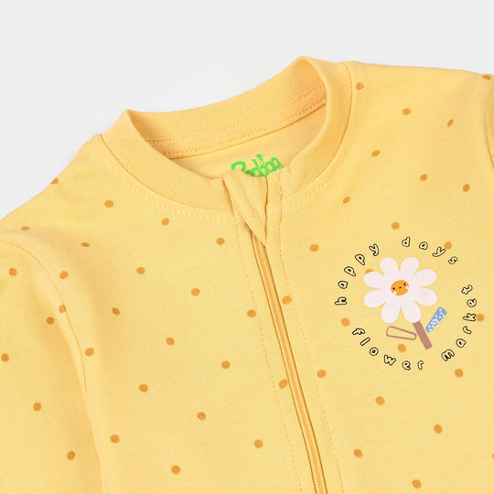 Infant Girls Cotton Interlock Knitted Romper HAPPY DAYS-Yellow