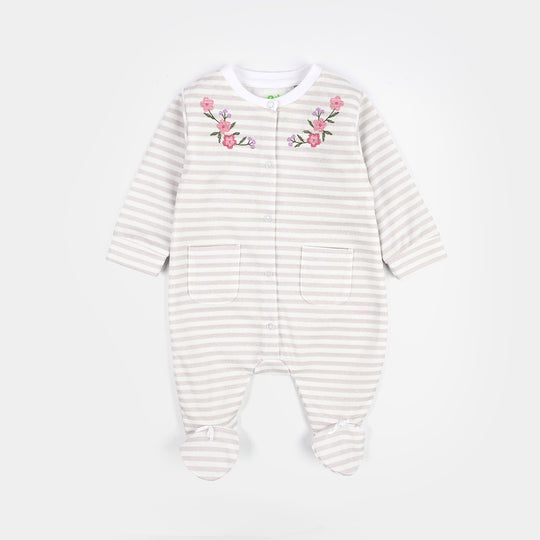 Infant Girls Cotton Interlock Knitted Romper Little Bow-OFF-White