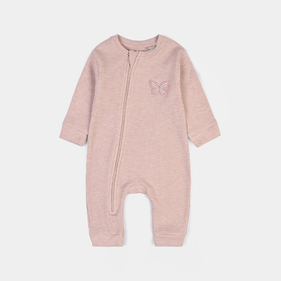 Infant Girls Rib Knitted Romper Blush-PINK