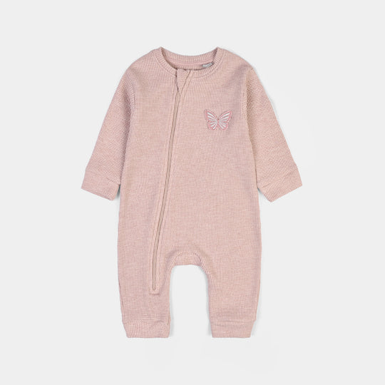 Infant Girls Rib Knitted Romper Blush-PINK