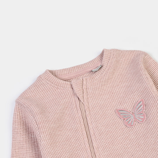 Infant Girls Rib Knitted Romper Blush-PINK