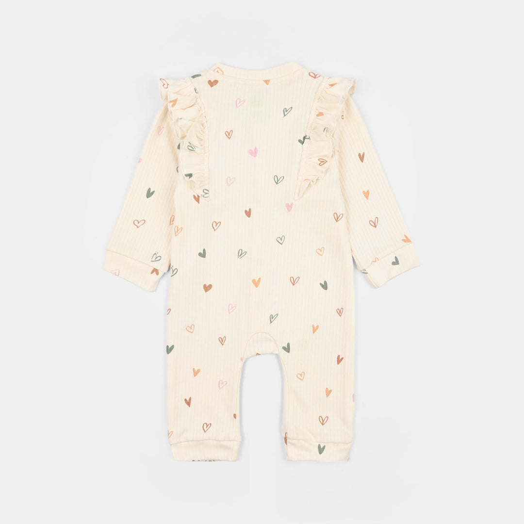 Infant Girls Rib Knitted Romper Little Hearts-White