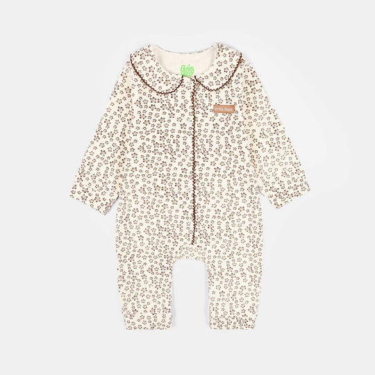 Infant Girls Rib Knitted Romper Flowery-OFF-White