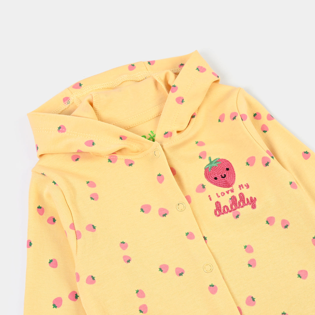 Infant Girls Cotton Interlock Knitted Romper Strawberry-Yellow