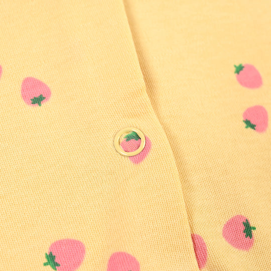Infant Girls Cotton Interlock Knitted Romper Strawberry-Yellow