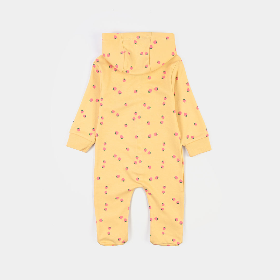 Infant Girls Cotton Interlock Knitted Romper Strawberry-Yellow
