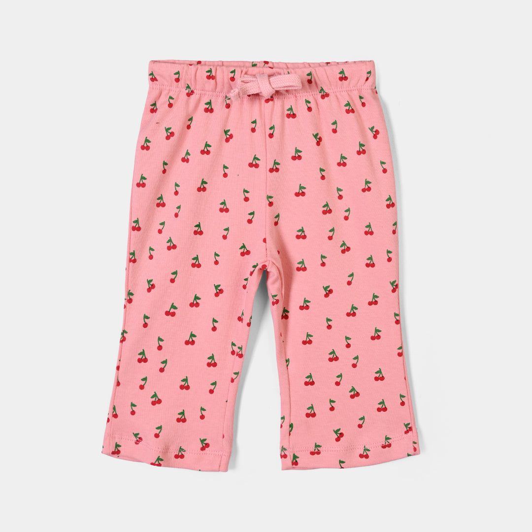 Infant Girls Cotton Interlock Knitted Suit Cherry - PINK