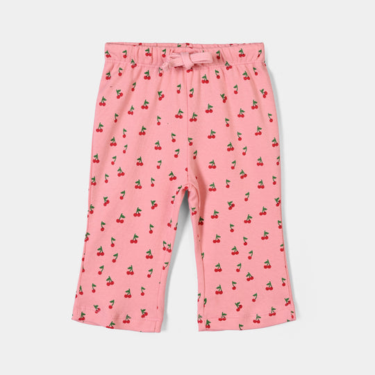 Infant Girls Cotton Interlock Knitted Suit Cherry - PINK