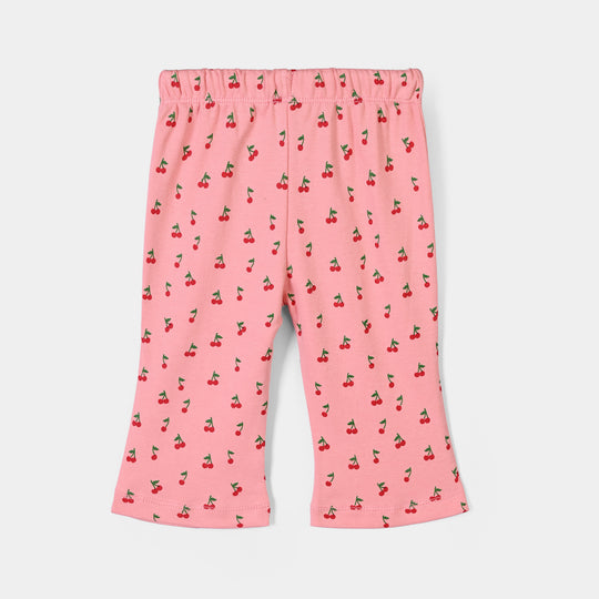 Infant Girls Cotton Interlock Knitted Suit Cherry - PINK