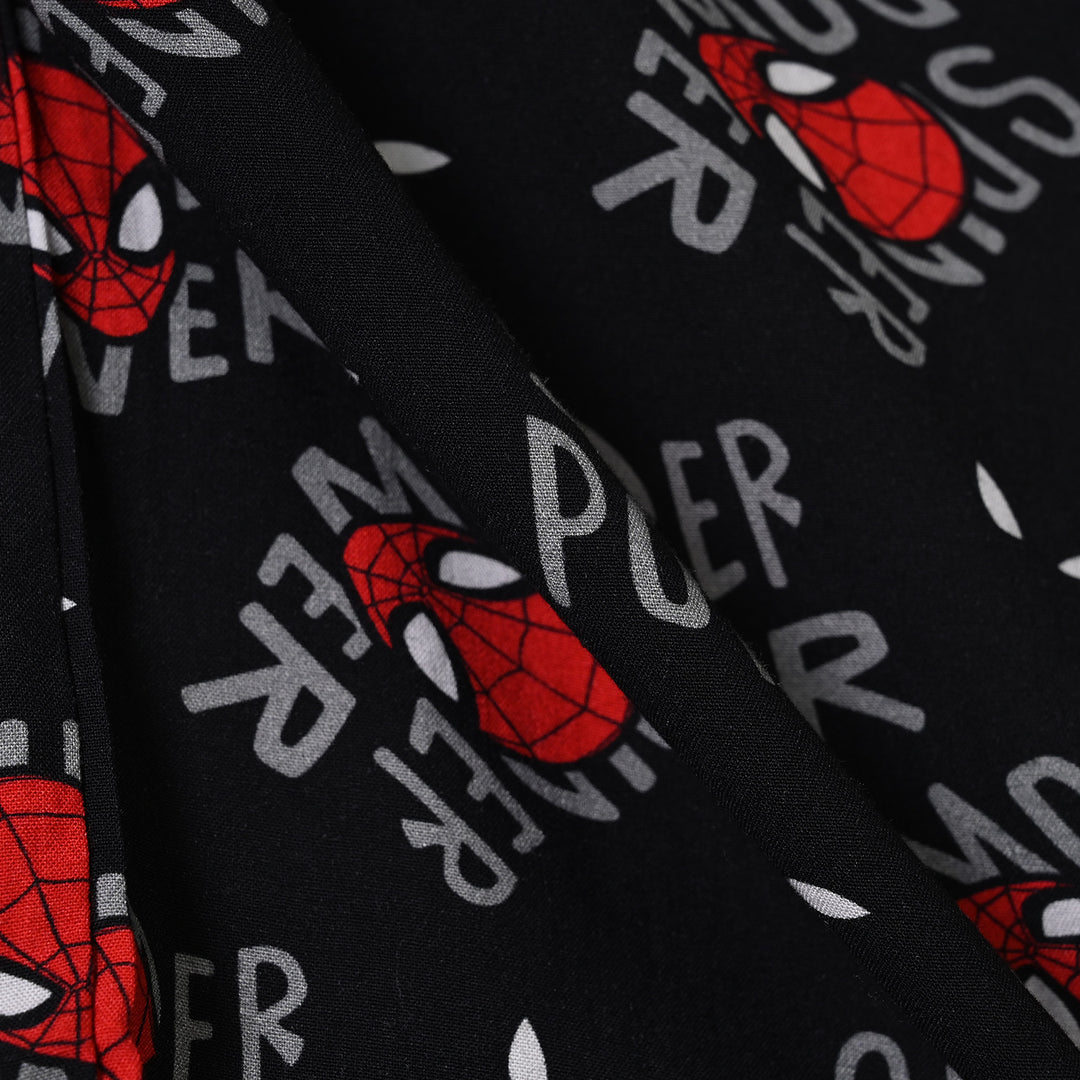 Boys Linen Viscose Nightwear Spider Power -BLACK