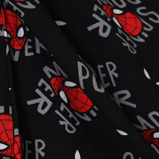 Boys Linen Viscose Nightwear Spider Power -BLACK