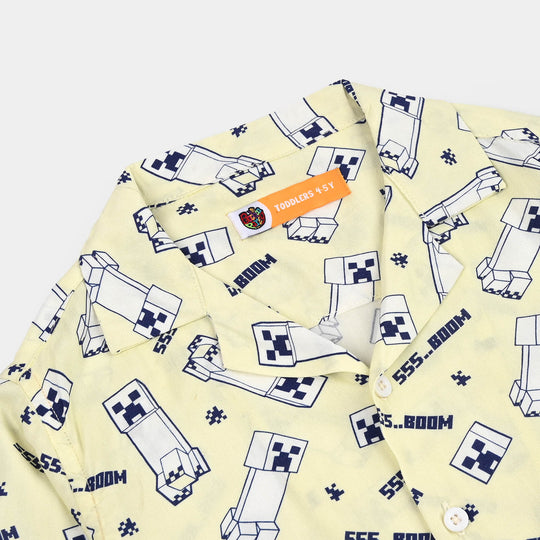 Boys Linen Viscose Nightwear - Light Yellow