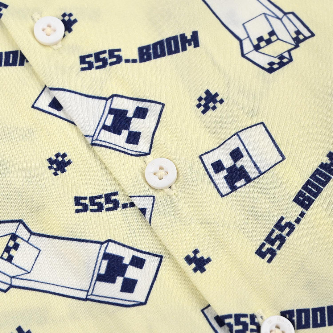 Boys Linen Viscose Nightwear - Light Yellow