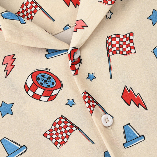 Boys Linen Viscose Nightwear-Grand Prix-BEIGE