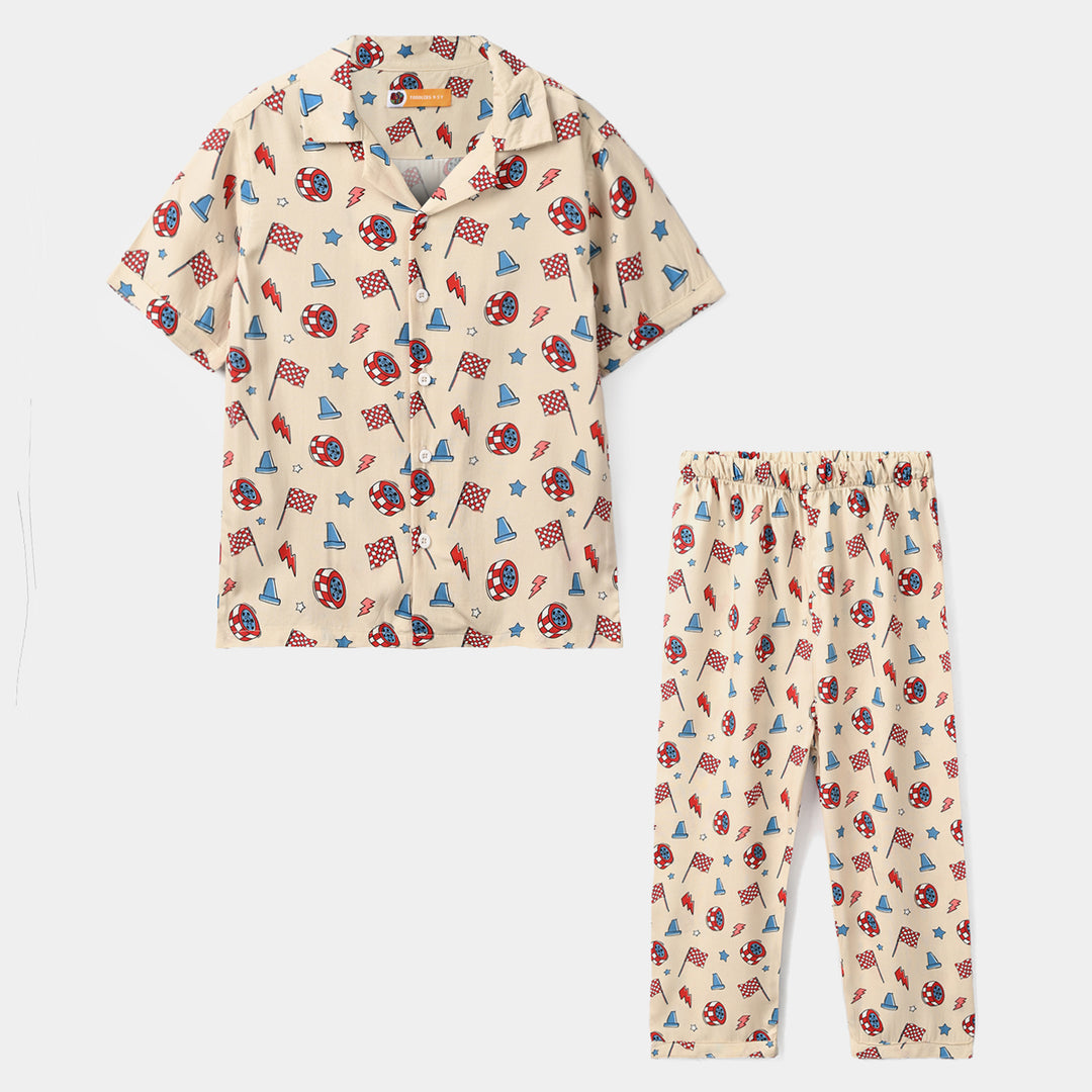 Boys Linen Viscose Nightwear-Grand Prix-BEIGE