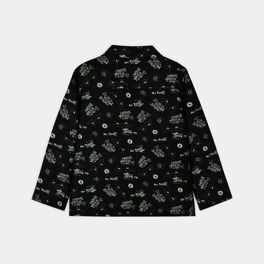 Boys Linen Viscose Nightwear Skateboard-BLACK